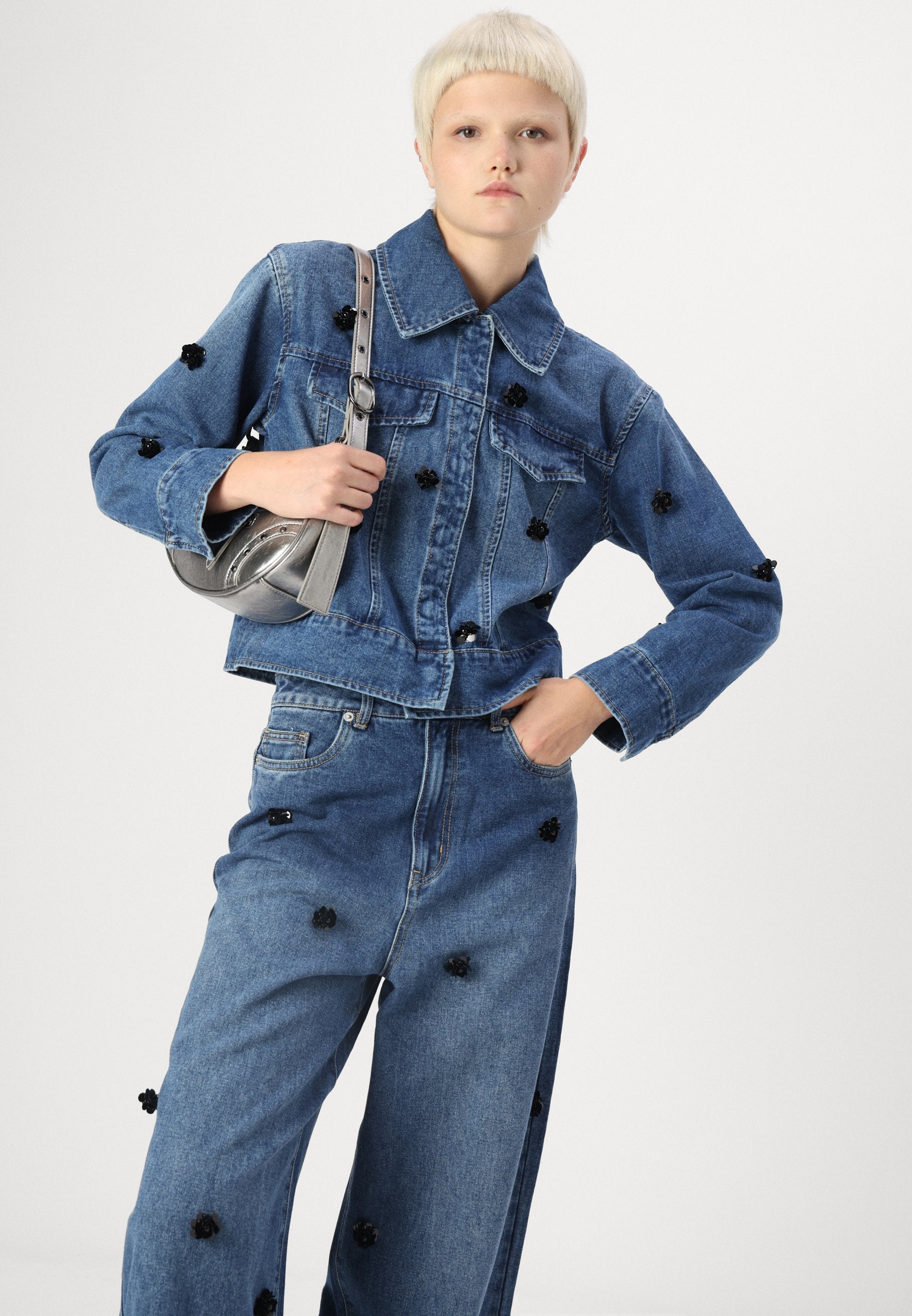Vero Moda Wide fit VMTAYLOR Mid rise gy