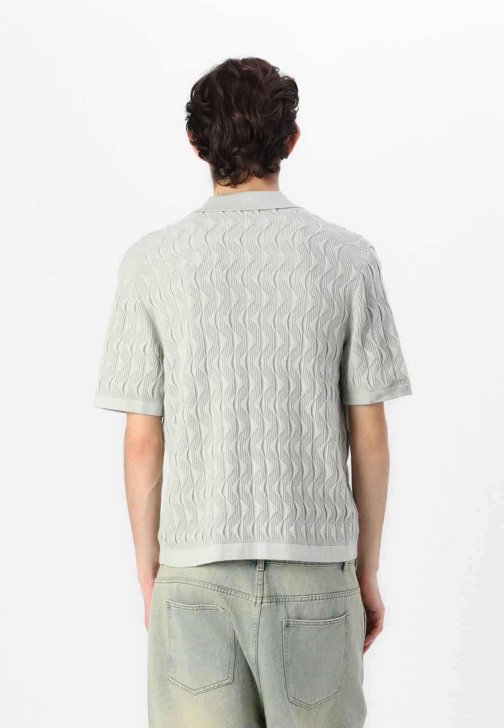 Abercrombie & Fitch Geometric Stitch Button-Through Sweater Polo