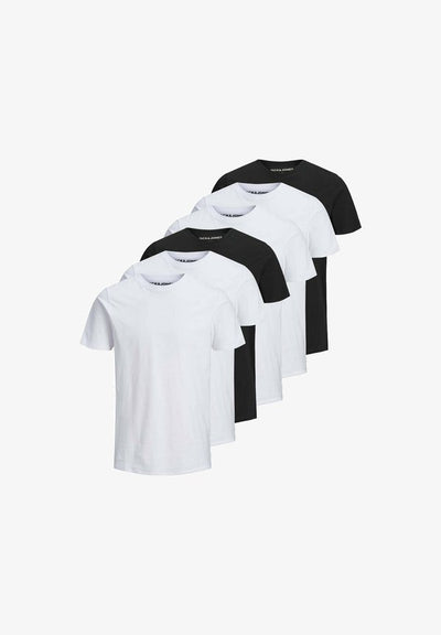 Jack & Jones 6 PACK - Basic T-shirt - weiß schwarz
