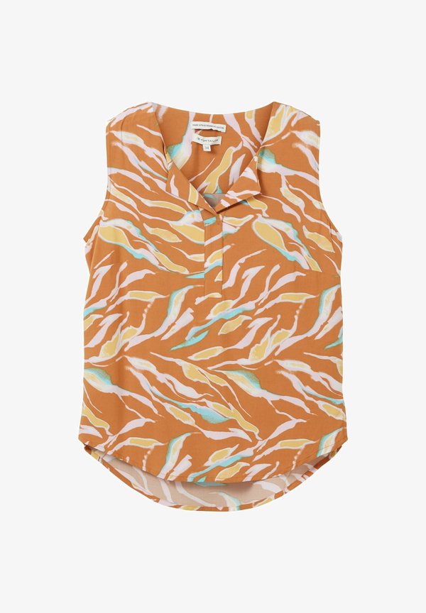 TOM TAILOR GEMUSTERTE - Blouse - brown abstract leaf design