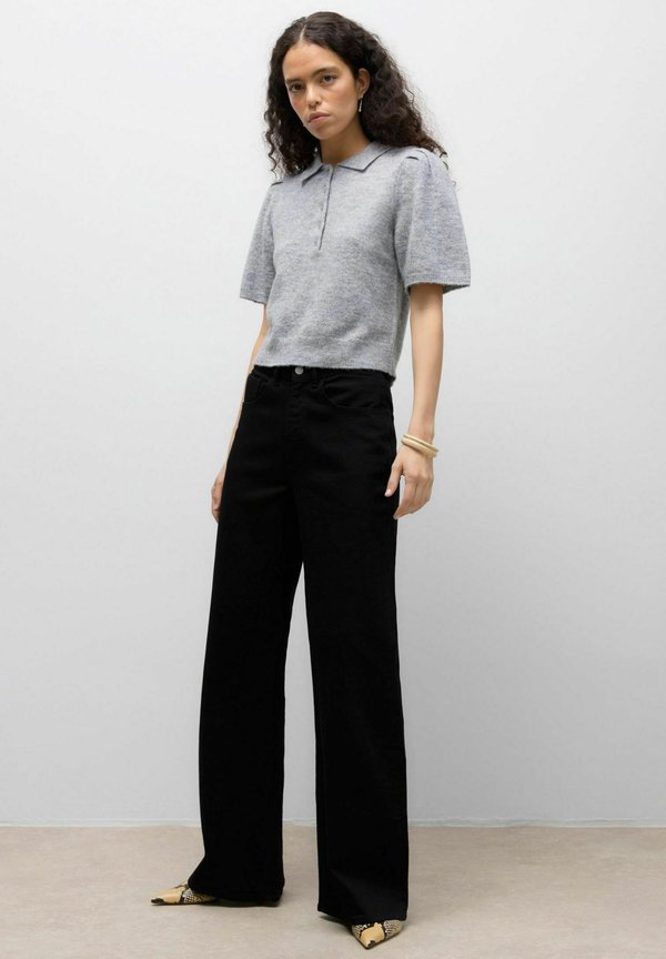Vero Moda AWTASSA Knit - - Polo shirt - medium grey melange