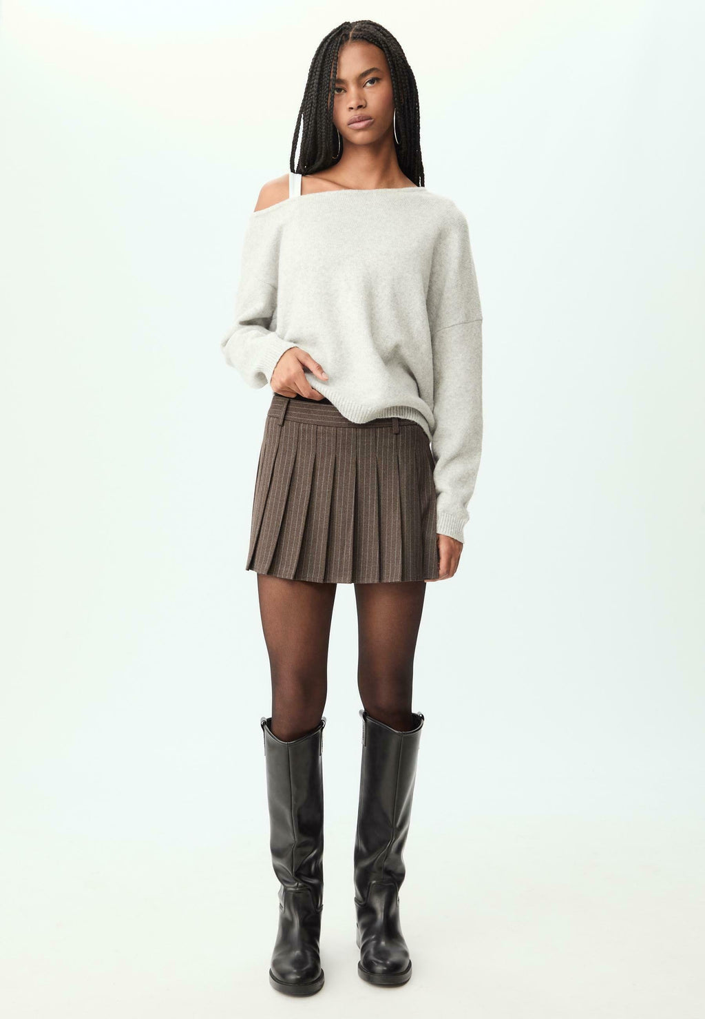 Stradivarius STRIPED BOX PLEAT