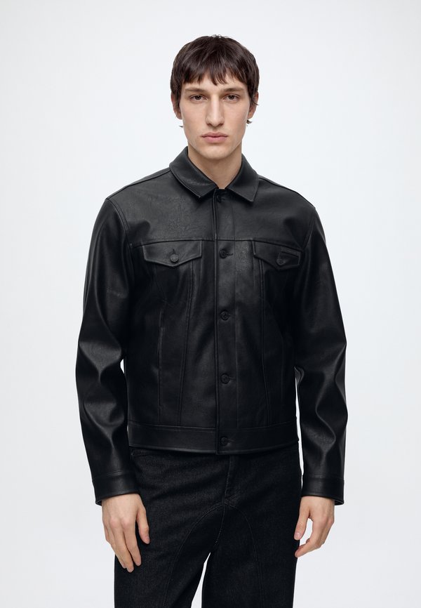 Calvin Klein Jeans TRUCKER JKT - Faux leather jacket - black
