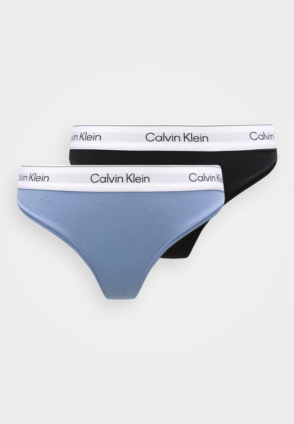 Calvin Klein Underwear 2 PACK ICON - Thong - black/blue tulip