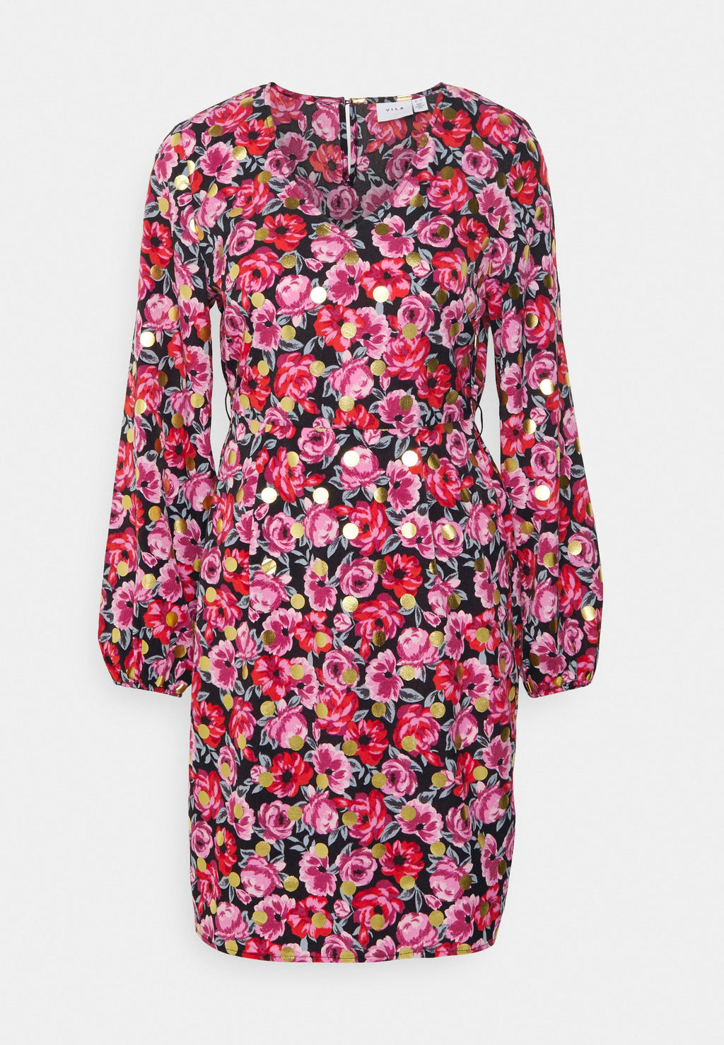 VILA VIDONATELLA FOIL V NECK DRESS