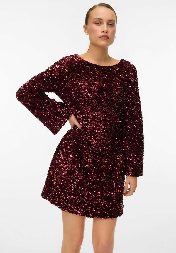 Vero Moda VMLAILA LS SEQUIN BOW EXP - Cocktail dress / Party dress - fudge
