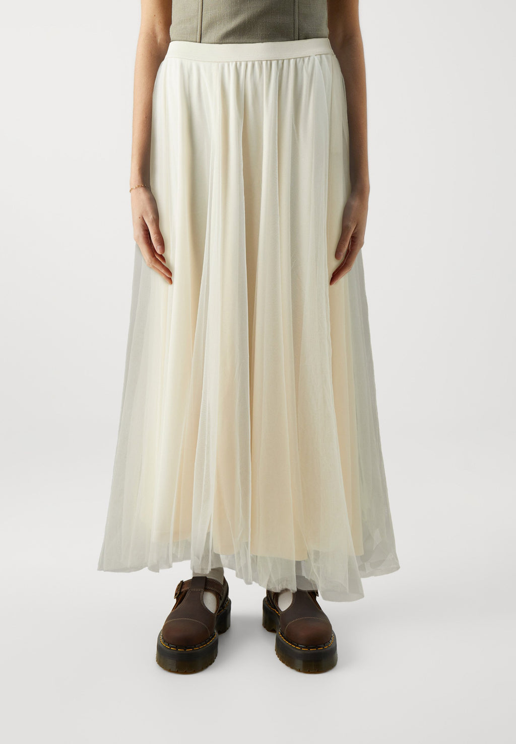 VILA VITYL PLAIN MIDI SKIRT