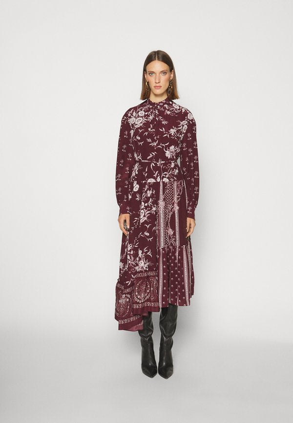 Erdem LONG SLEEVE ASYMETRICAL DRESS WITH TIERED HEM