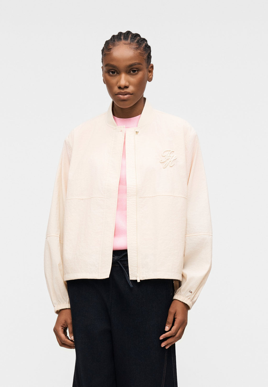 LOGO EMBROIDERY BALLOON SLEEVE BOMBER JACKET Media 3