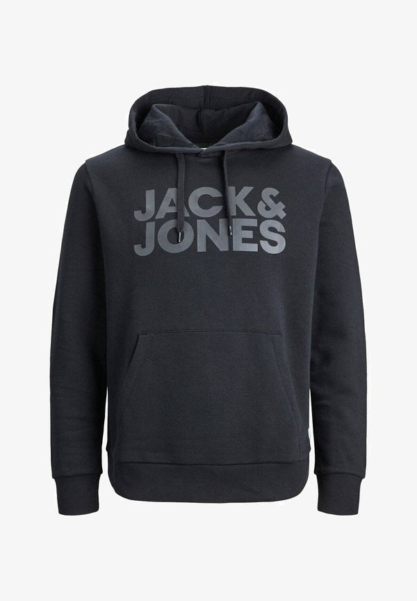 Jack & Jones MIT ECORP - Hoodie - schwarz mit grauem print
