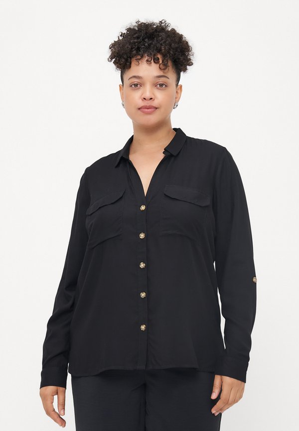Vero Moda Curve VMBUMPY L/S SHIRT NEW CURVE GA NOOS - Button-down blouse - black