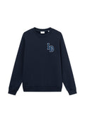 Marineblaues Sweatshirt aus Baumwollmischung, mit Rundhalsausschnitt, gerippten Bündchen und Saum sowie gesticktem "LD"-Logo auf der linken Brust.