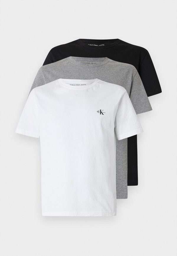 Calvin Klein Jeans MONOLOGO 3 PACK - Basic T-shirt - bright white/black/grey heather