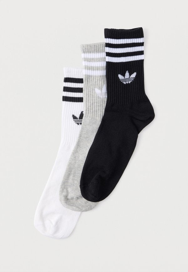 adidas Originals 3S CREW S UNISEX 3PACK - Socks - white medium/ grey heather/ black