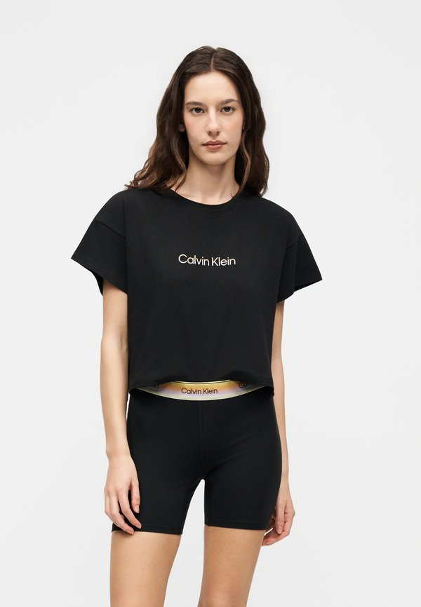 Calvin Klein Underwear BOXY CROP PRIDE TEE  - Pyjama top - black