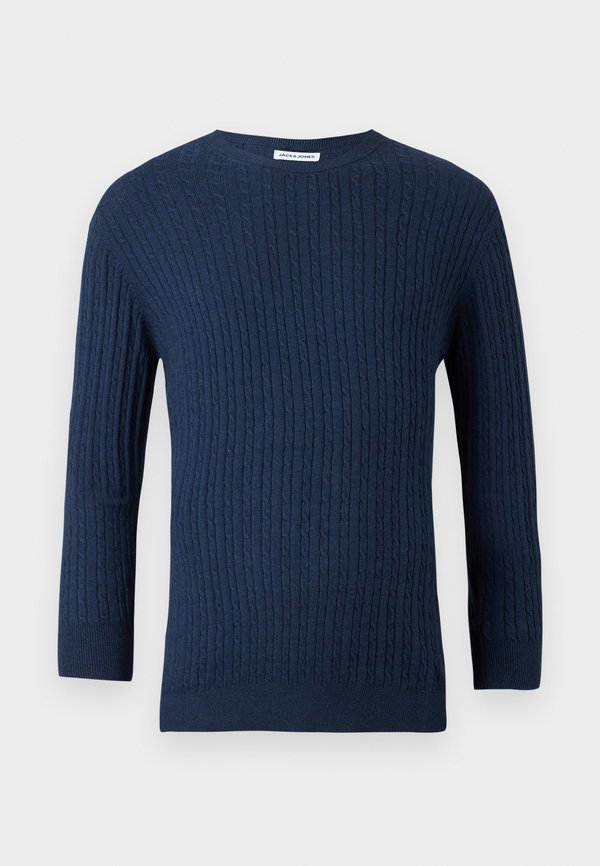 Jack & Jones JJEEMIL KNIT CABLE CREW NECK NOOS - Jumper - navy blazer