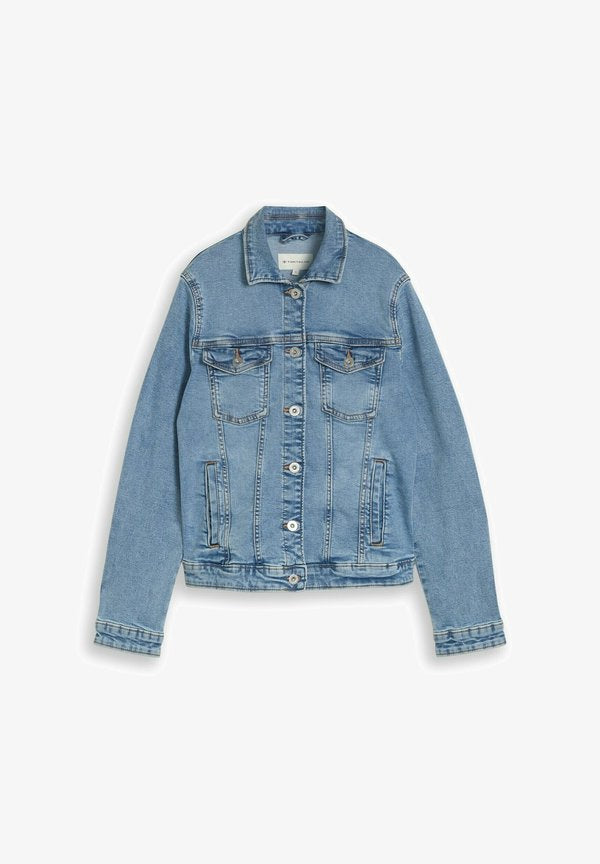 TOM TAILOR TOM TAILOR JACKEN JEANSJACKE MIT EINGRIFFSTASCHEN - Denim jacket - clean light stone blue denim