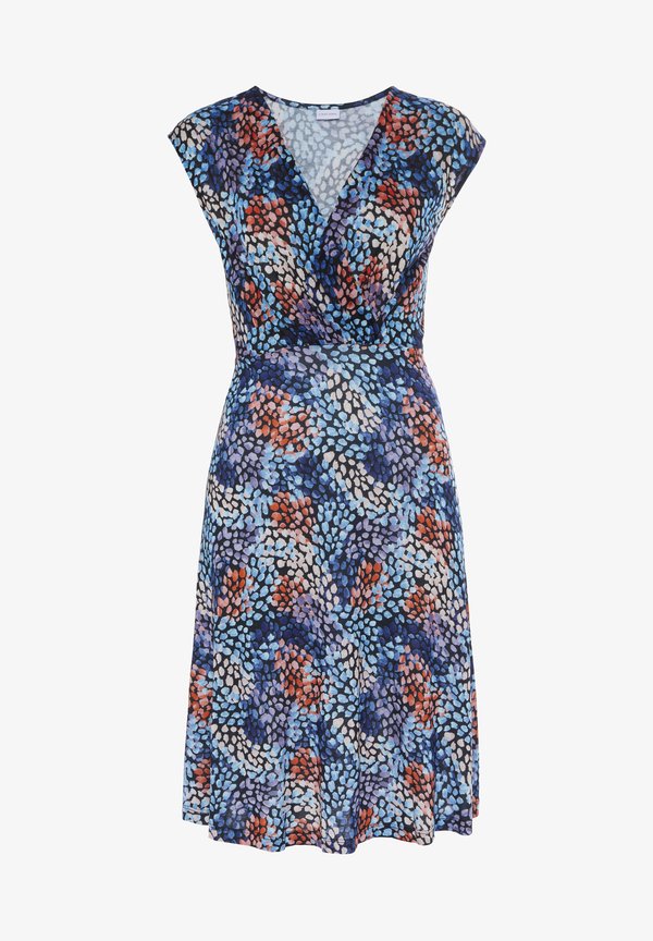 s.Oliver Jersey dress - blau koralle bedruckt