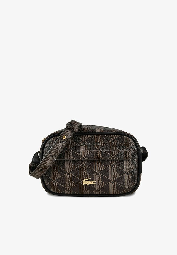 Lacoste THE BLEND SEASONAL UMHÄNGETASCHE 20 CM - Cross body bag - mono slate black shitake