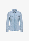 ONLY ONLOLIVIA L/S FITTED DNM SHIRT DNM QYT - Button-down blouse - light blue denim