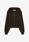 Bershka ZIP-UP WITH WAISTBAND - HOODIE - Zip-up sweatshirt - dark brown