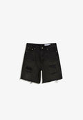Bershka DESTROYS - Denim shorts - black