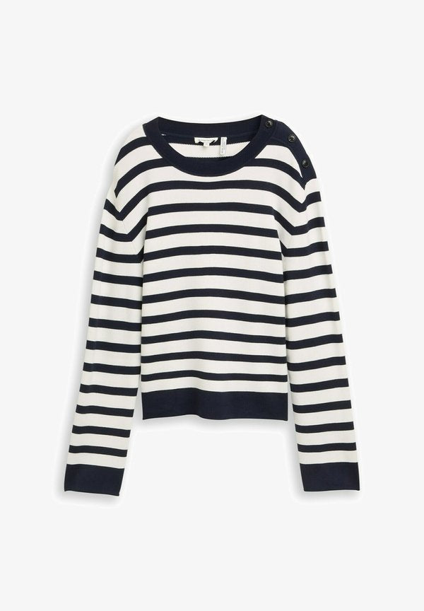 TOM TAILOR Jumper - white sky blue knit stripe