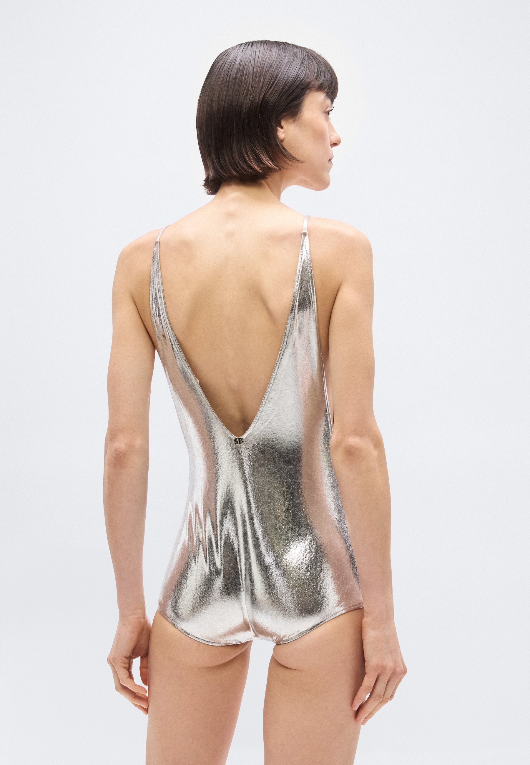 ADRIANA DEGREAS METALLIC V NECK SWIMSUIT