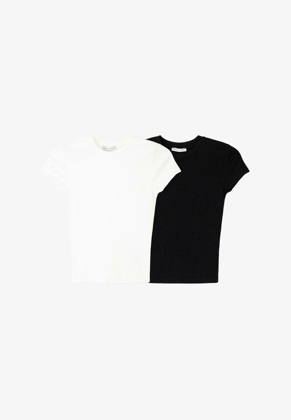 Bershka SHORT SLEEVE ROUND NECK - 2-PACK  - Basic T-shirt - white