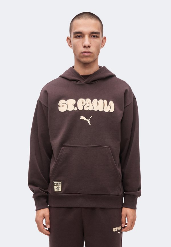 Puma FC ST PAULI GRAPHIC HOODIE - Club wear - chocolate brown/beige