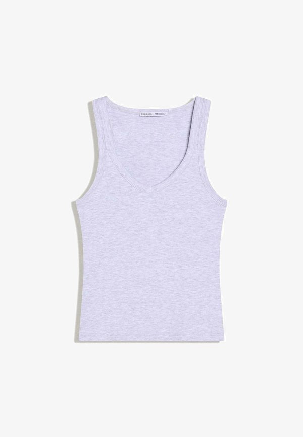 Bershka BASIC RIBBED - VEST TOP - Top - dark grey