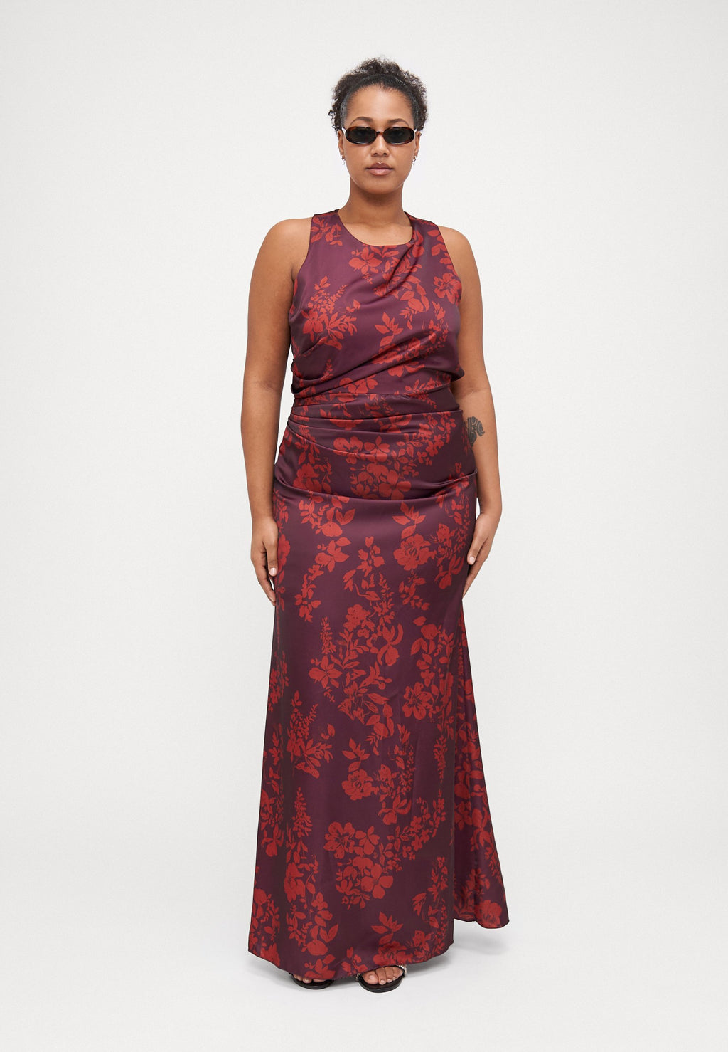 WAL G CURVE AUTUMN WEDDING SASHA BACK CROSS PRINT MAXI