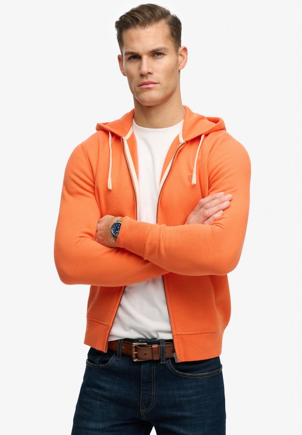 Superdry & Co MONOGRAM EMBROIDERED HOODIE - Zip-up sweatshirt - firecracker orange