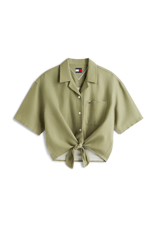 Tommy Jeans RELAXED FIT LINEN BLEND TIE FRONT SHIRT