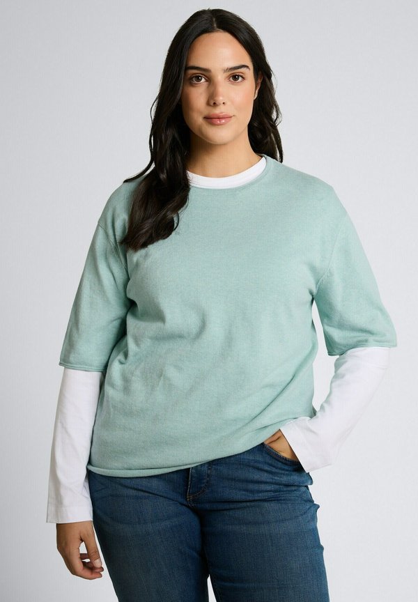 TOM TAILOR PLUS SIZE - LOOSE FIT  - Basic T-shirt - blue haze melange