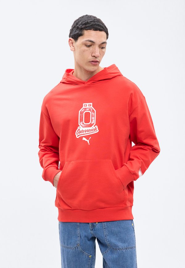 Puma AUSTRIA ÖFB FTBLCULTURE RELAXED HOODIE - National team wear - burnt red/white