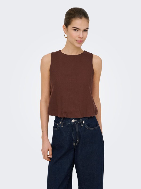 ONLY ONLGOA linen - Blouse - brown stone