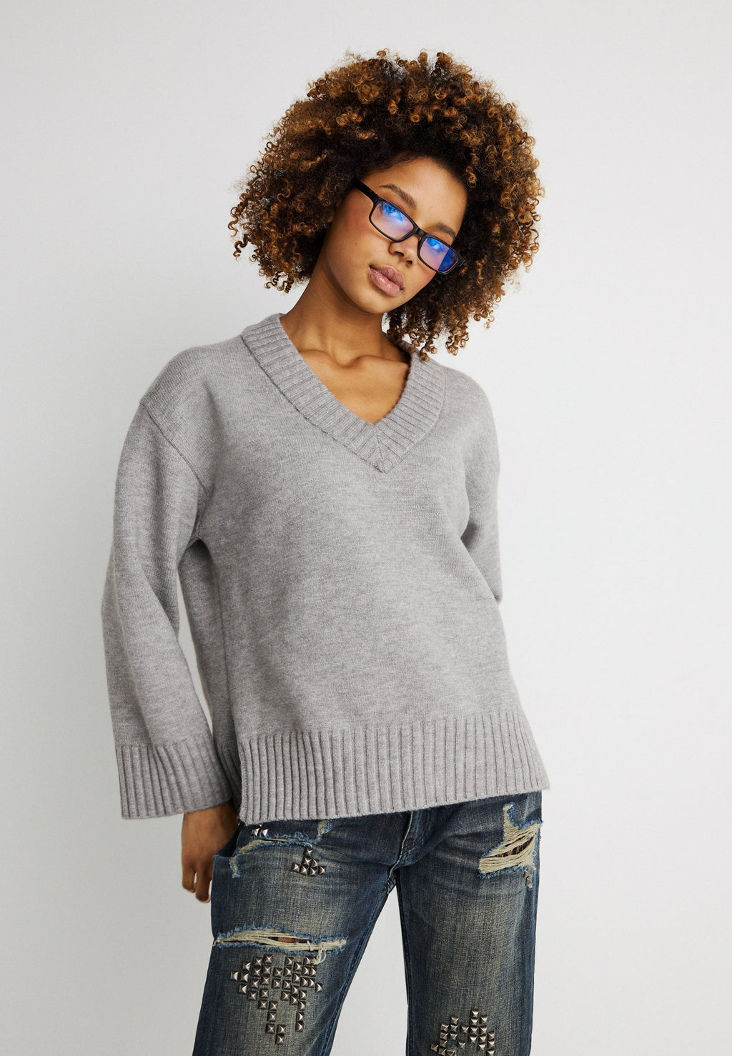 Gina Tricot V NECK SWEATER