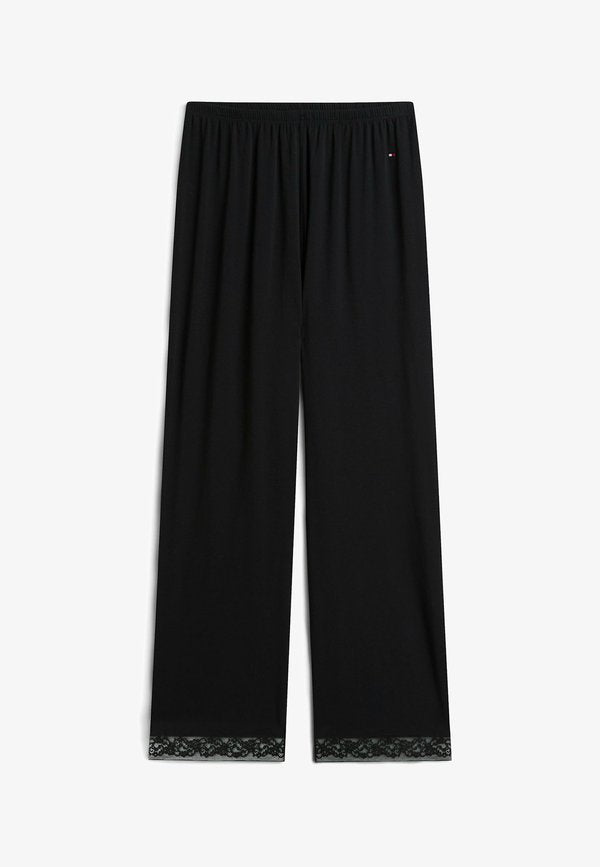 Tommy Hilfiger TOMMY HILFIGER LACE TRIM RELAXED PYJAMA BOTTOMS - Pyjama bottoms - black