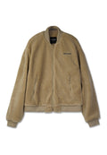 Beige Fleece-Bomberjacke mit Reißverschluss, gerippten Bündchen und Saum. Mit zwei seitlichen Reißverschlusstaschen und "PEGADOR"-Aufdruck auf der Brust.