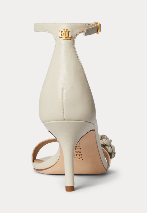 Lauren Ralph Lauren ALLIE MID-HEEL FLORAL-TRIM NAPPA SANDAL