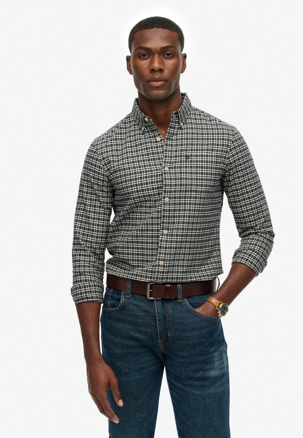 Superdry & Co PREMIUM CHECK OXFORD - Shirt - navy marl micro grid