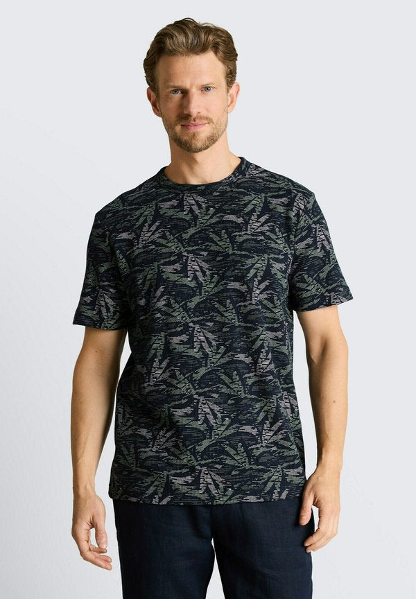 TOM TAILOR TOM TAILOR T-SHIRT T-SHIRT MIT PALMENPRINT - Print T-shirt - navy green palm design
