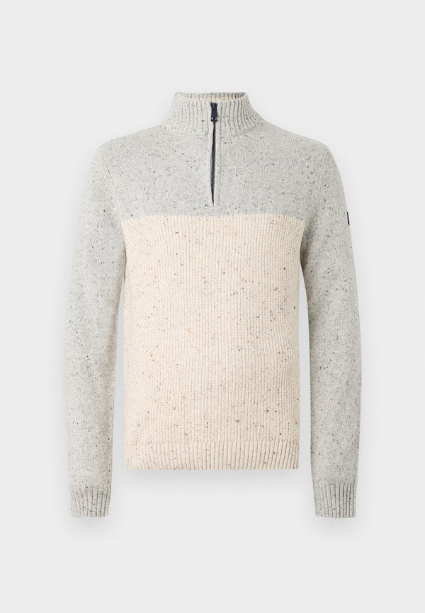 TOM TAILOR STRUCTURED TROYER - Jumper - grey/offwhite
