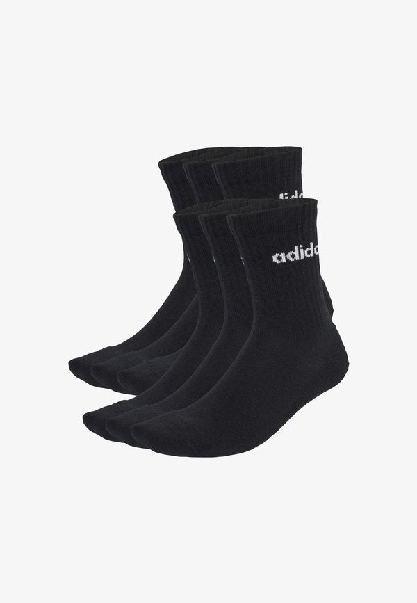 adidas Performance LINEAR CREW CUSHIONED 6 PAIR PACK - Sports socks - black/white