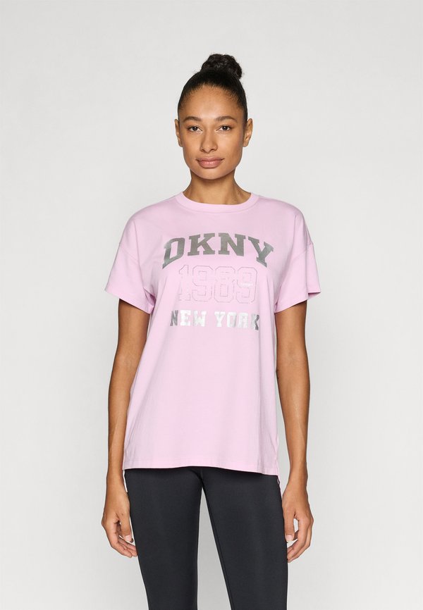 DKNY RHINESTUD LOGO DROP SHOULDER SHORT SLEEVE LEGGING TEE
