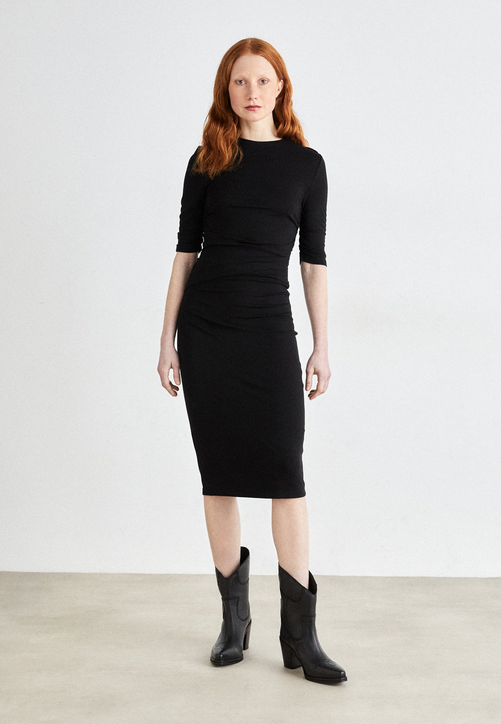 DKNY MIDI DRAPED DRESS