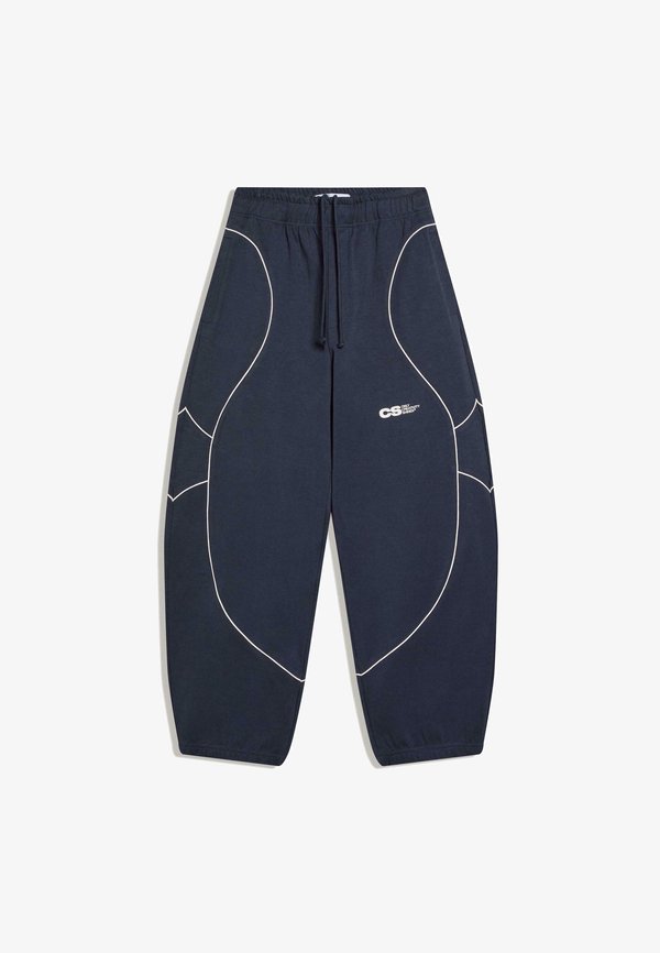 Bershka BALLOON PLUSH - TROUSERS - Tracksuit bottoms - dark blue