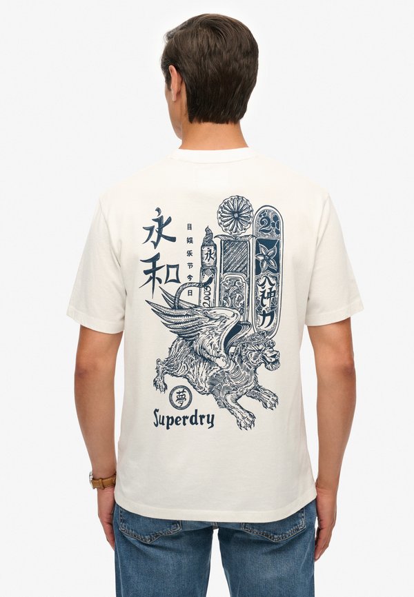 Superdry & Co TOKYO NARRATIVE - Print T-shirt - bone white