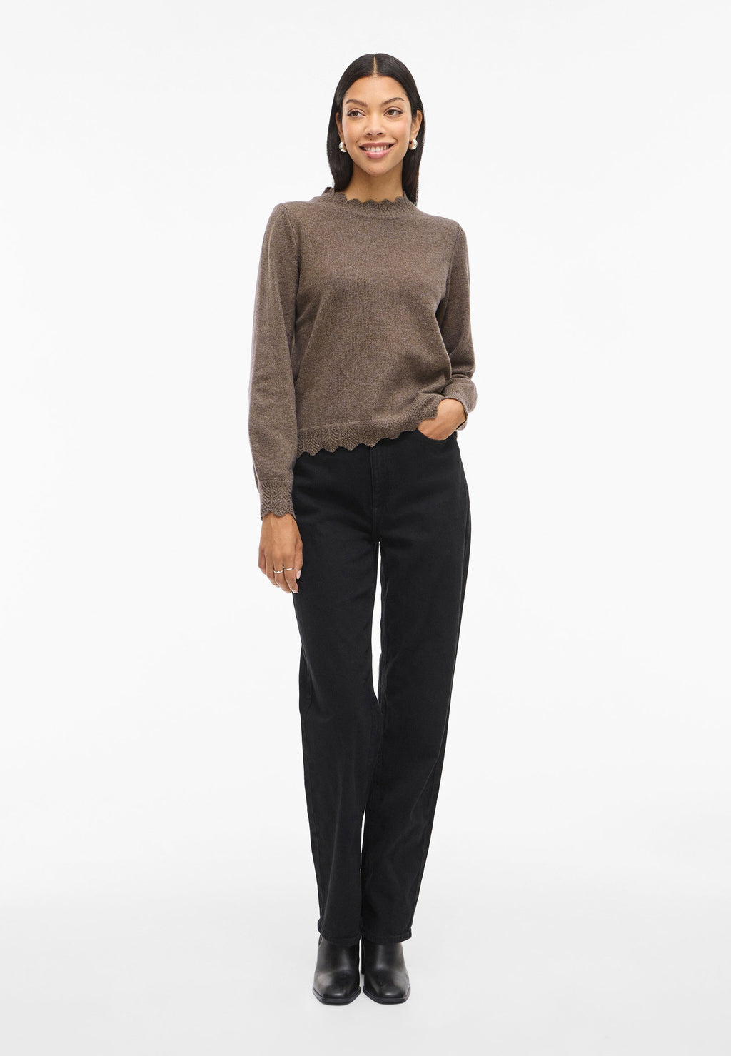 VILA VINIKOLINA O-NECK L/S KNIT TOP - NOOS